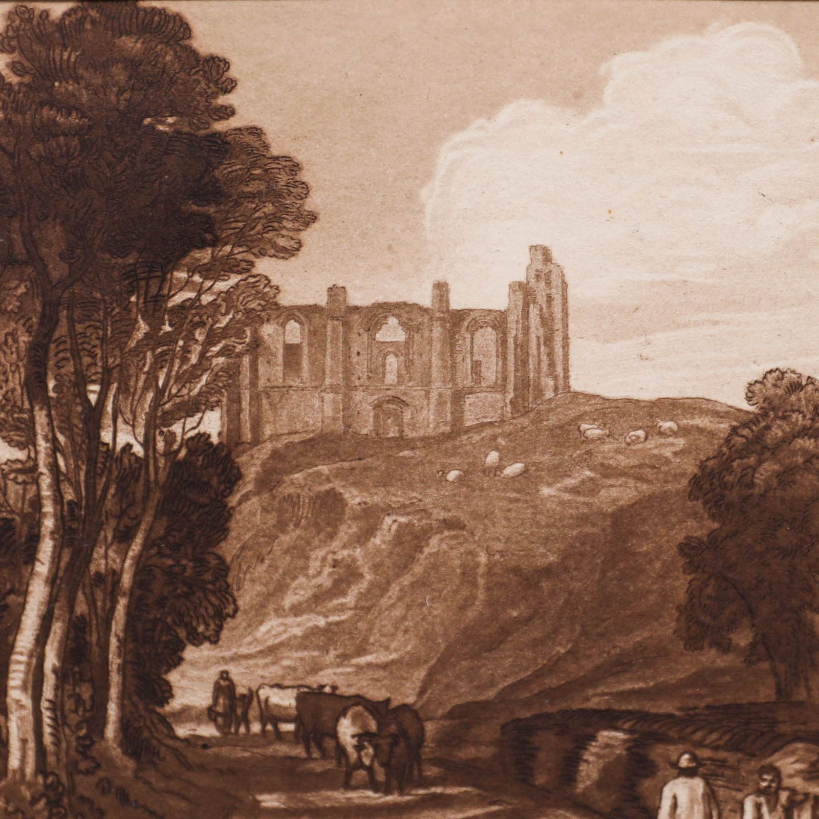 After J. M. W. Turner Framed Early 20th Century Etching, St Catharine's Hill photo Art