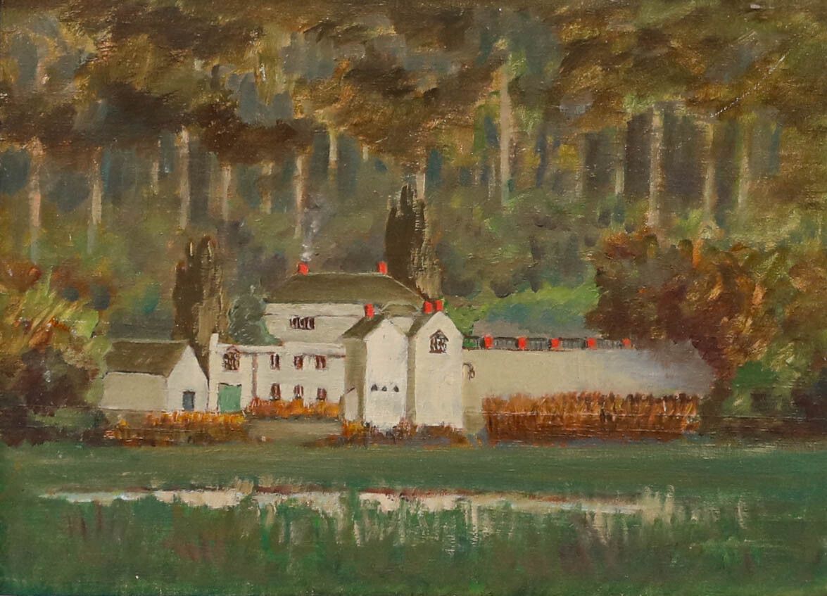 Framed 20th Century Oil Chateau In A Landscape photo furniture