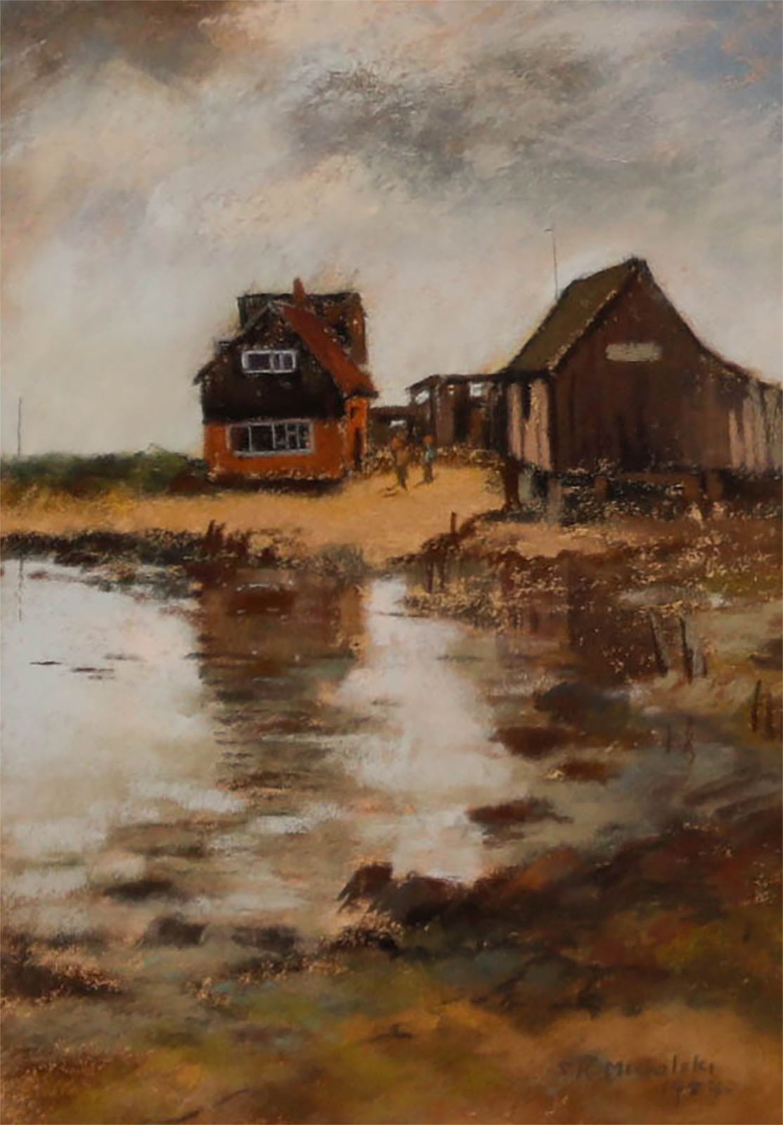 Sheelah R Michalski Framed 20th Century Pastel, Norfolk Coastal Scene photo furniture