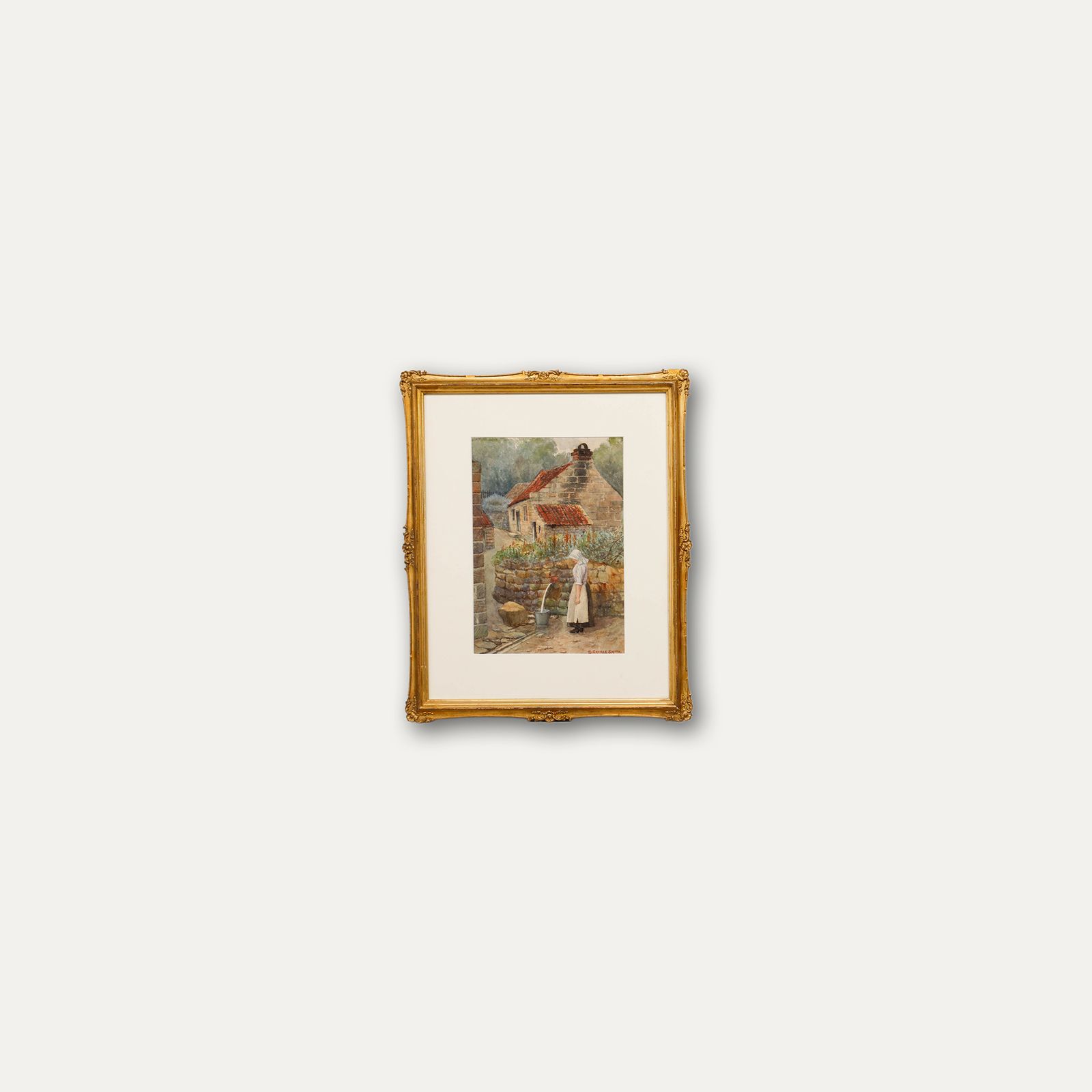 S. Saville Smith Framed Late 19th Century Watercolour, Fetching Water photo vinterior