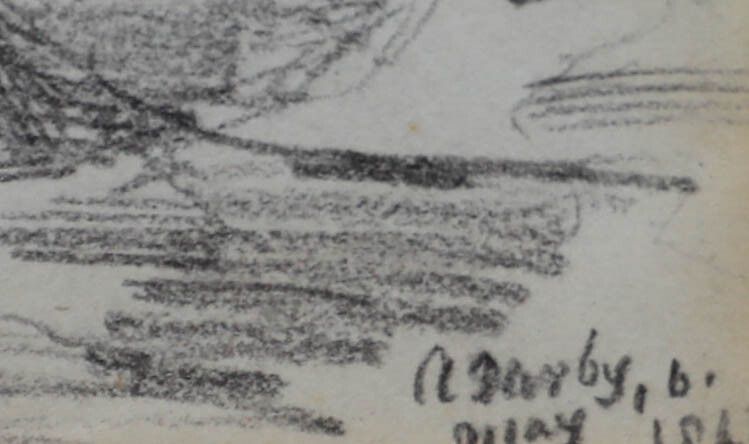 N. Darby  Framed 19th Century Graphite Drawing, Volcanic Landscape With Shepherd photo vinterior