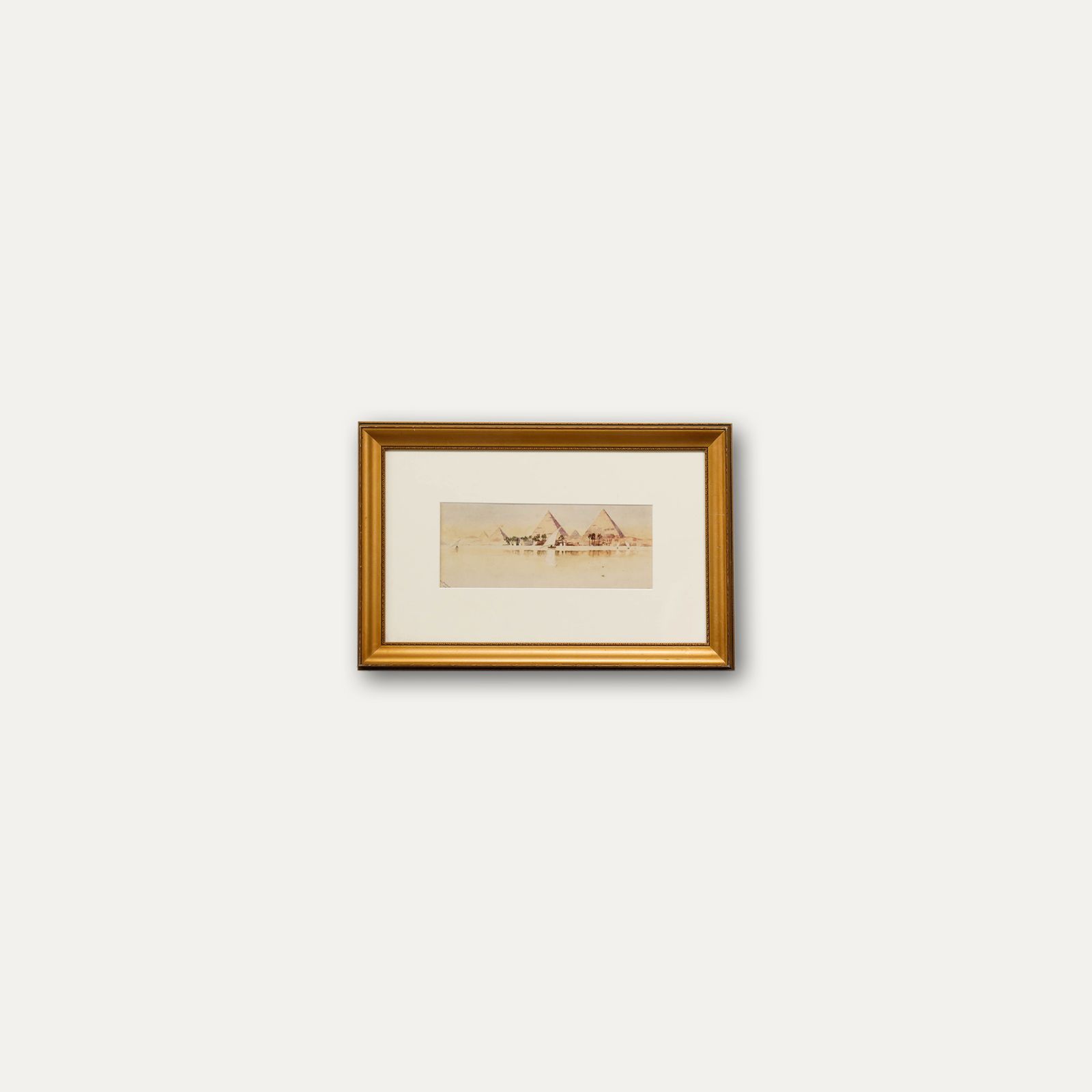 H.L. Pignon Framed 1915 Watercolour, Pyramids On The Nile photo vinterior