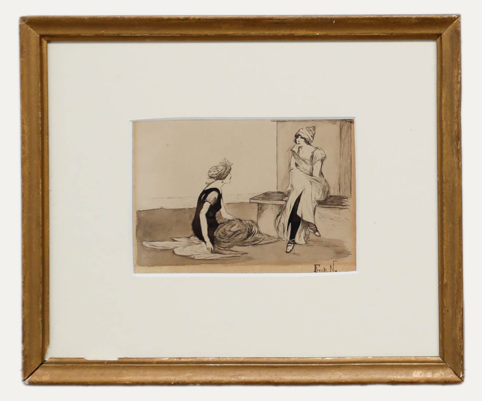 Frank N.  Early 20th Century India Ink, The Bathing Belles