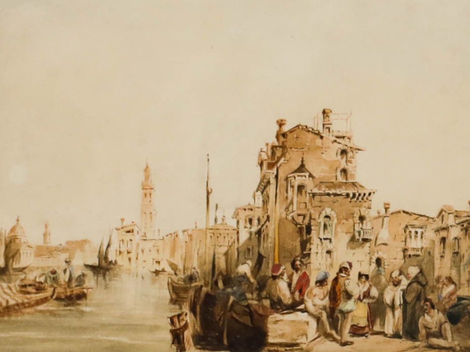 Attrib. Edward Pritchett (1808 1894) Watercolour, A Side Canal In Venice photo furniture