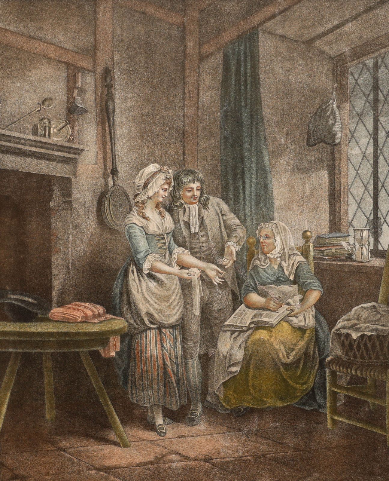 After Francis Wheatley  1792 Stipple Engraving, The Fairings photo furniture