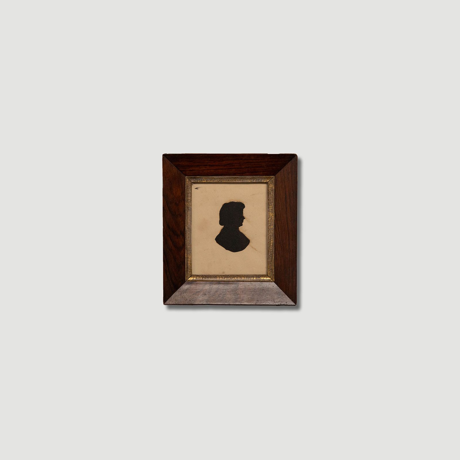 Framed Late 19th Century Cut Paper Silhouette Victorian Women In Profile photo vinterior