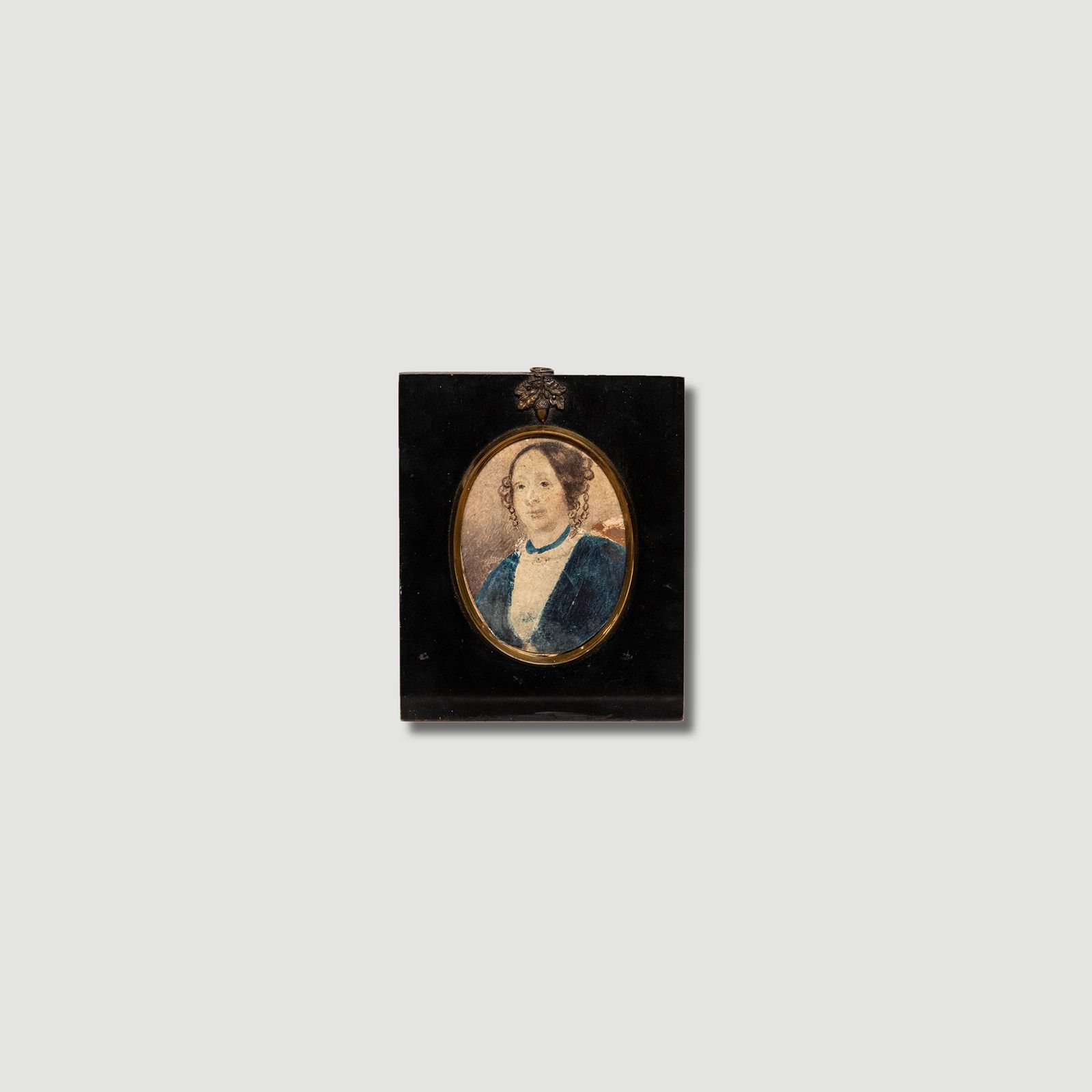 Miniature 19th Century Watercolour Portrait Of A Victorian Lady photo vinterior