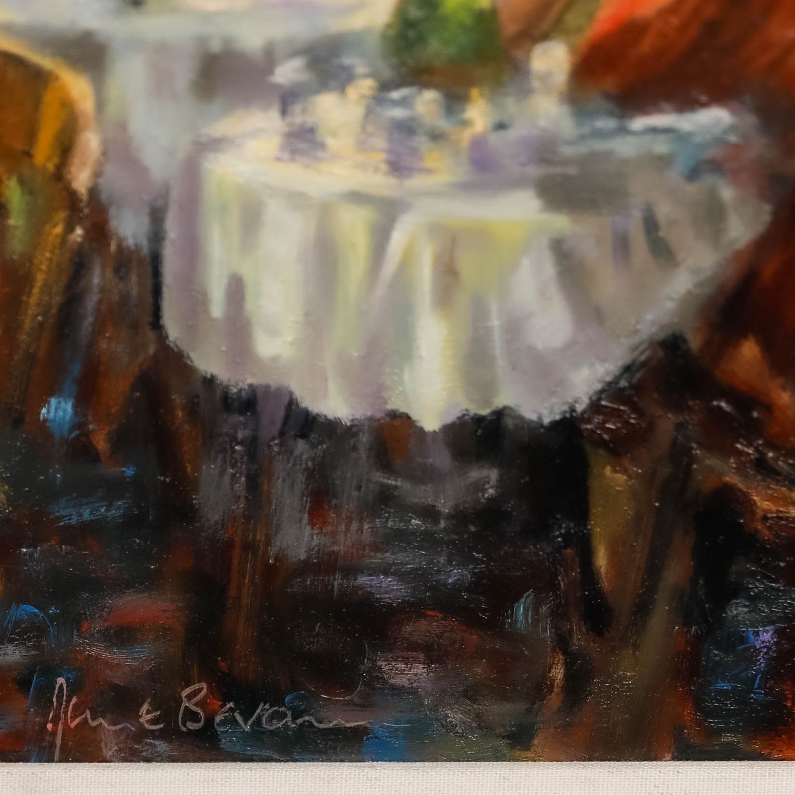 June Bevan (B.1927) 20th Century Oil, Ladies Who Lunch photo vinterior
