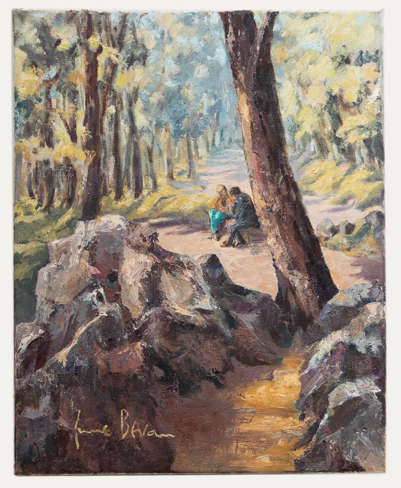 June Bevan (B.1927) 20th Century Oil, A Forest Near Sheffield photo furniture