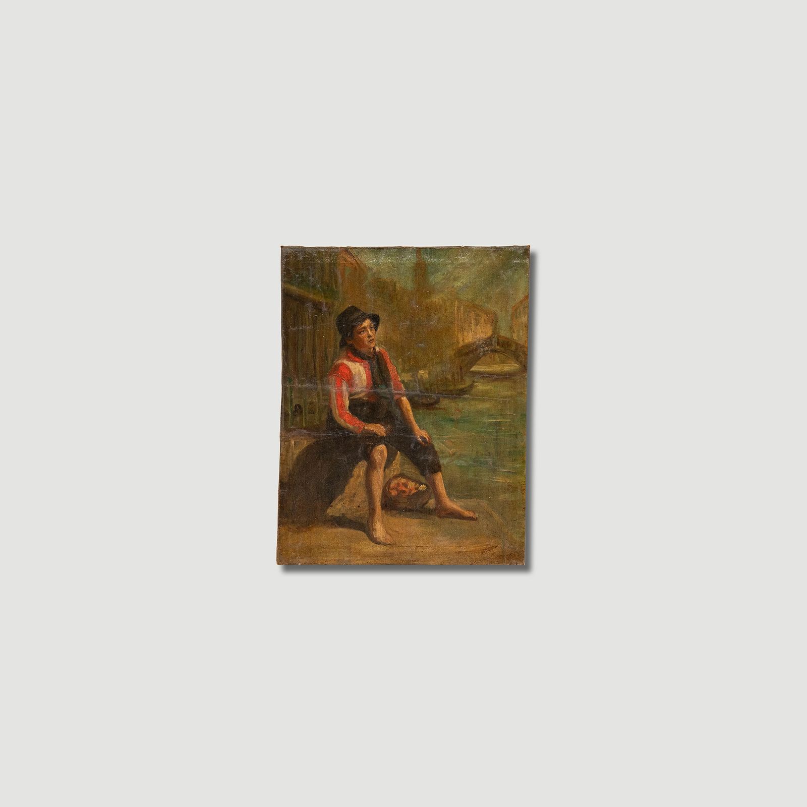 Early 20th Century Oil Venetian Boy photo vinterior