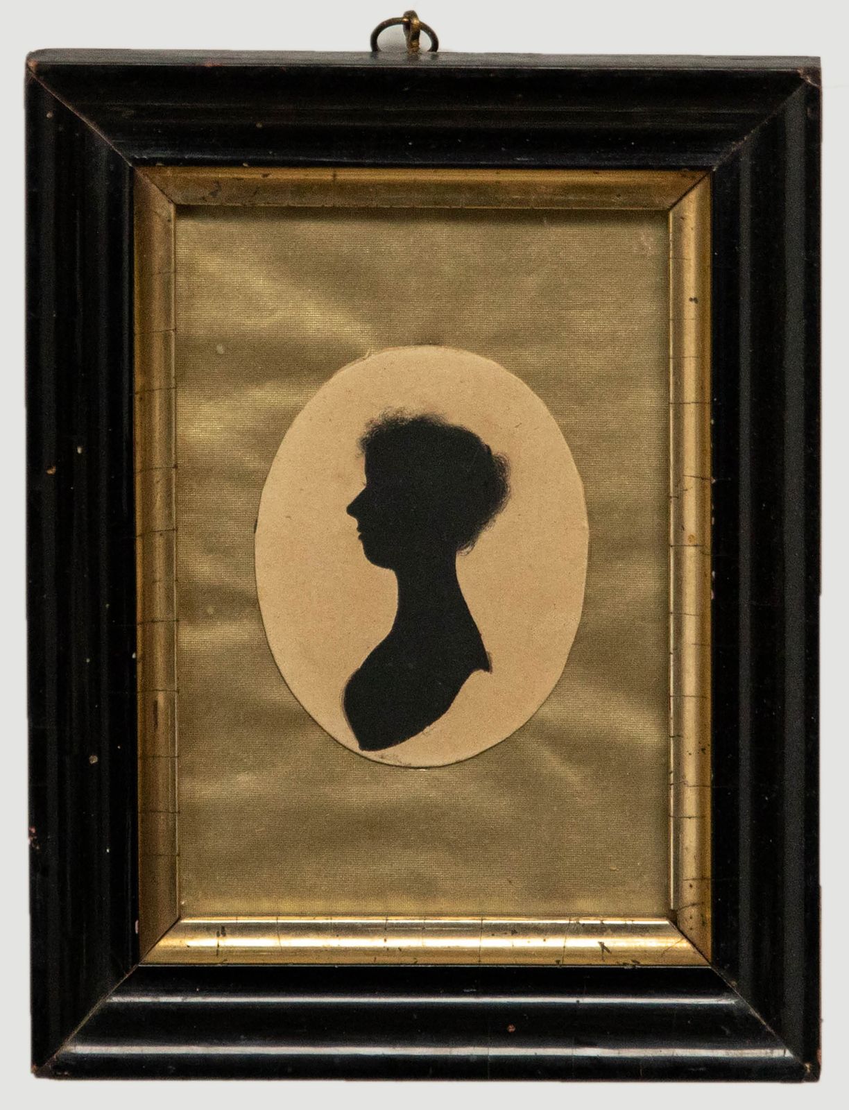 Miniature 19th Century India Ink Victorian Lady In Profile
