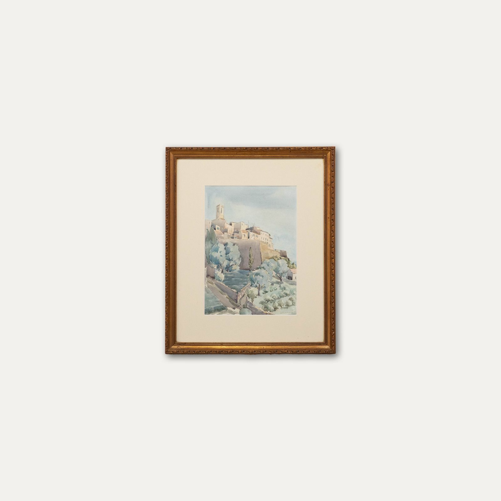 Framed 20th Century Watercolour French Walled Town photo buy