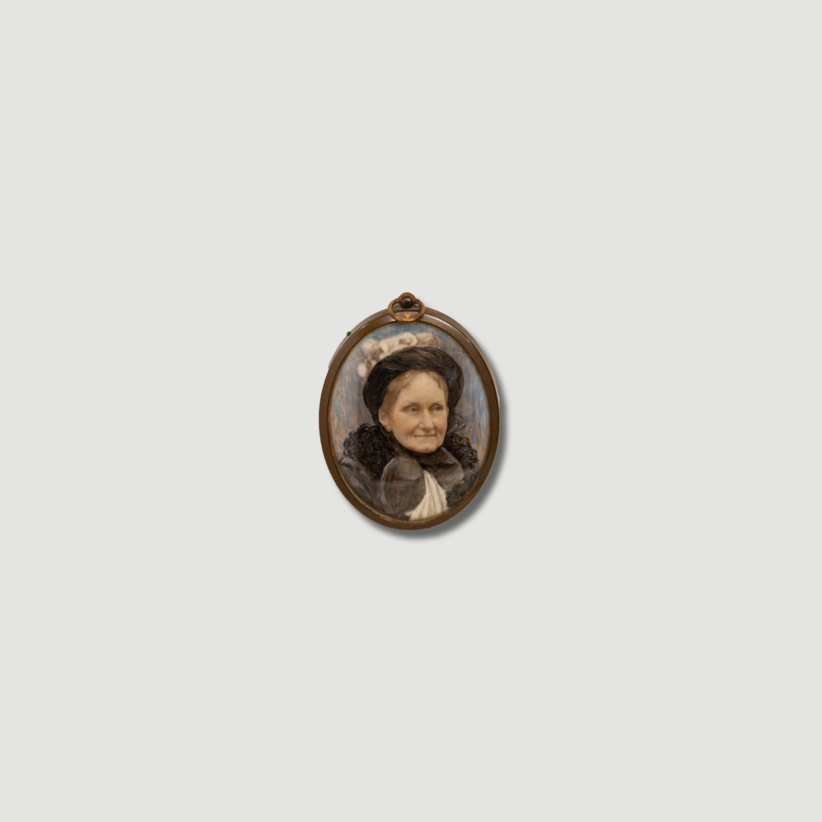 Miniature Late 19th Century Watercolour Victorian Woman In Black photo vinterior