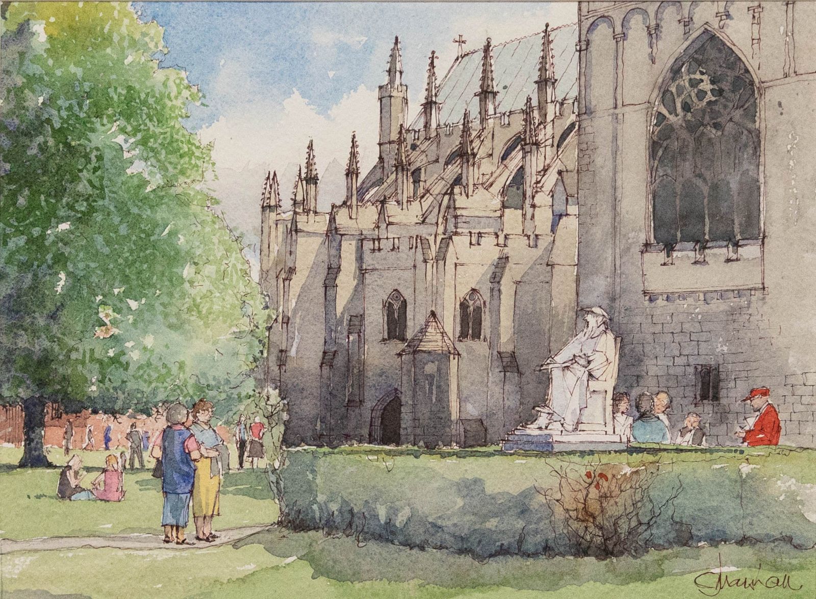 Colin Marshall  20th Century Watercolour, Cathedral Green photo furniture