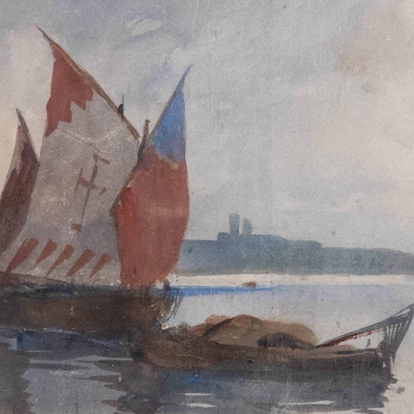 Framed Late 19th Century Watercolour Sailing Boats photo Art