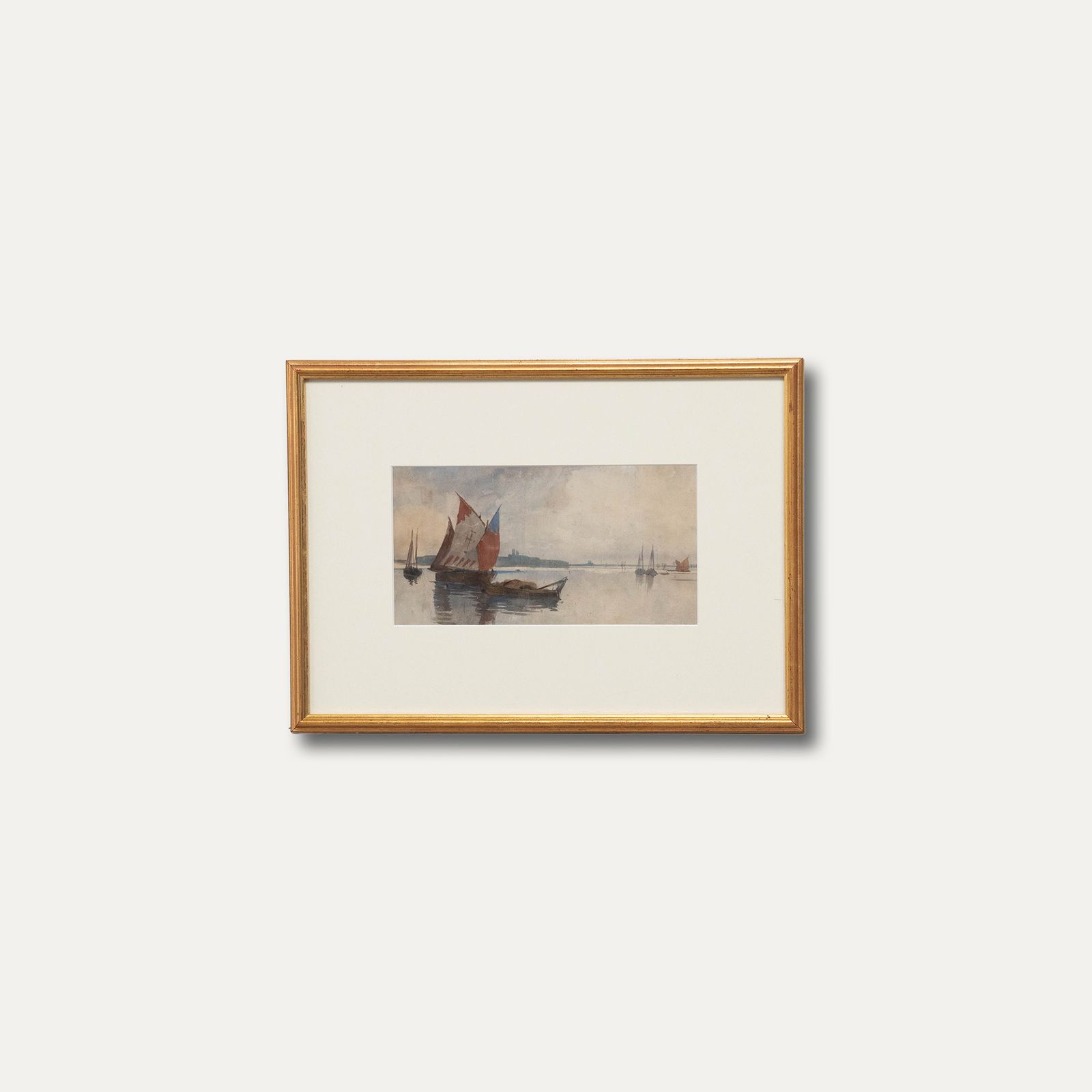 Framed Late 19th Century Watercolour Sailing Boats photo vinterior