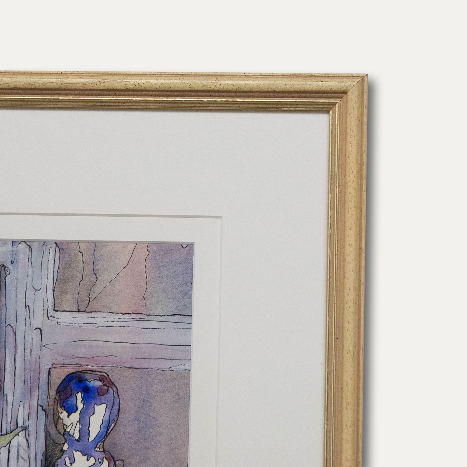 Lesley Fuller  Contemporary Watercolour, Tulips And Blue Vase photo 159.0