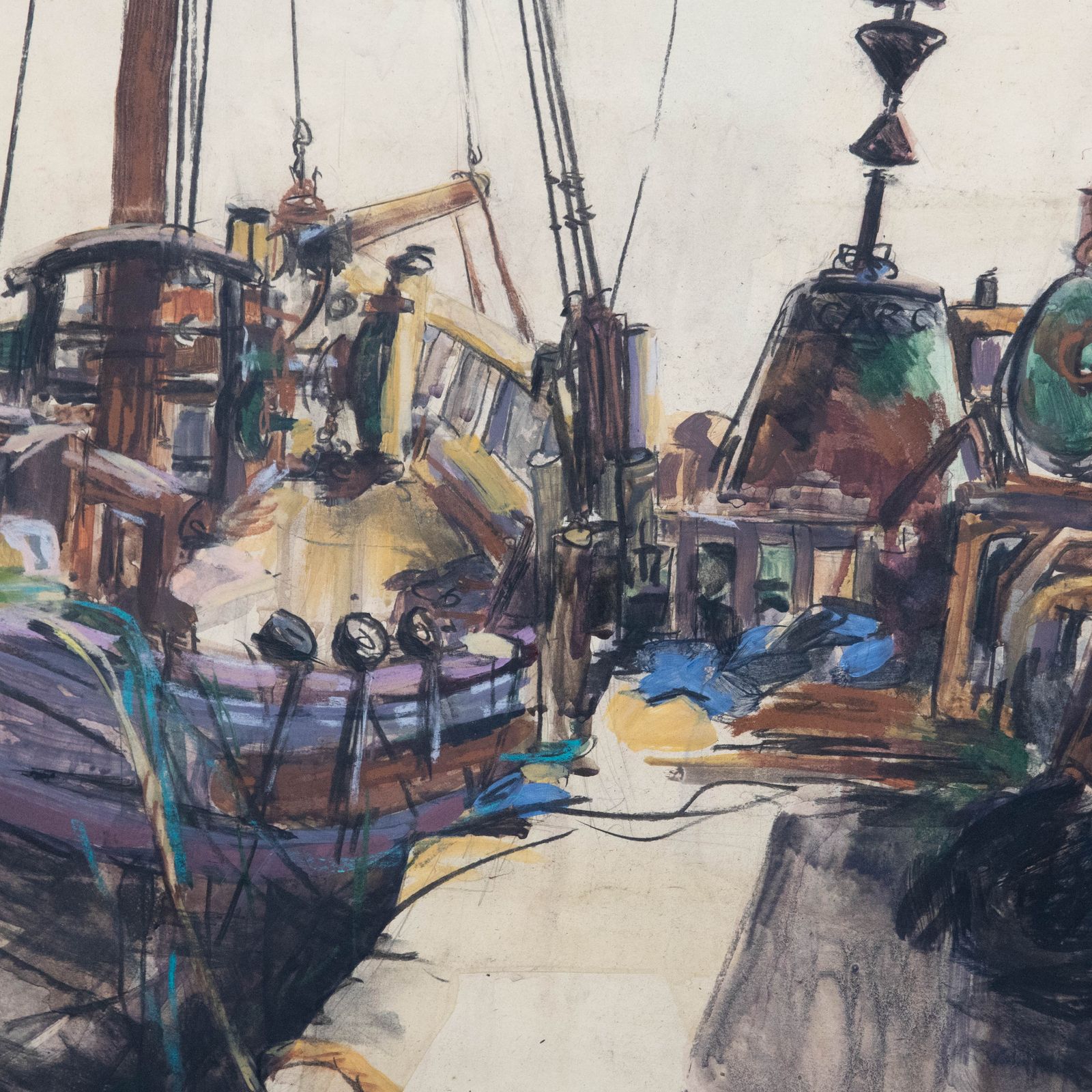 Kate Rhodes Framed Contemporary Mixed Media, The Boatyard, Gweek photo Art