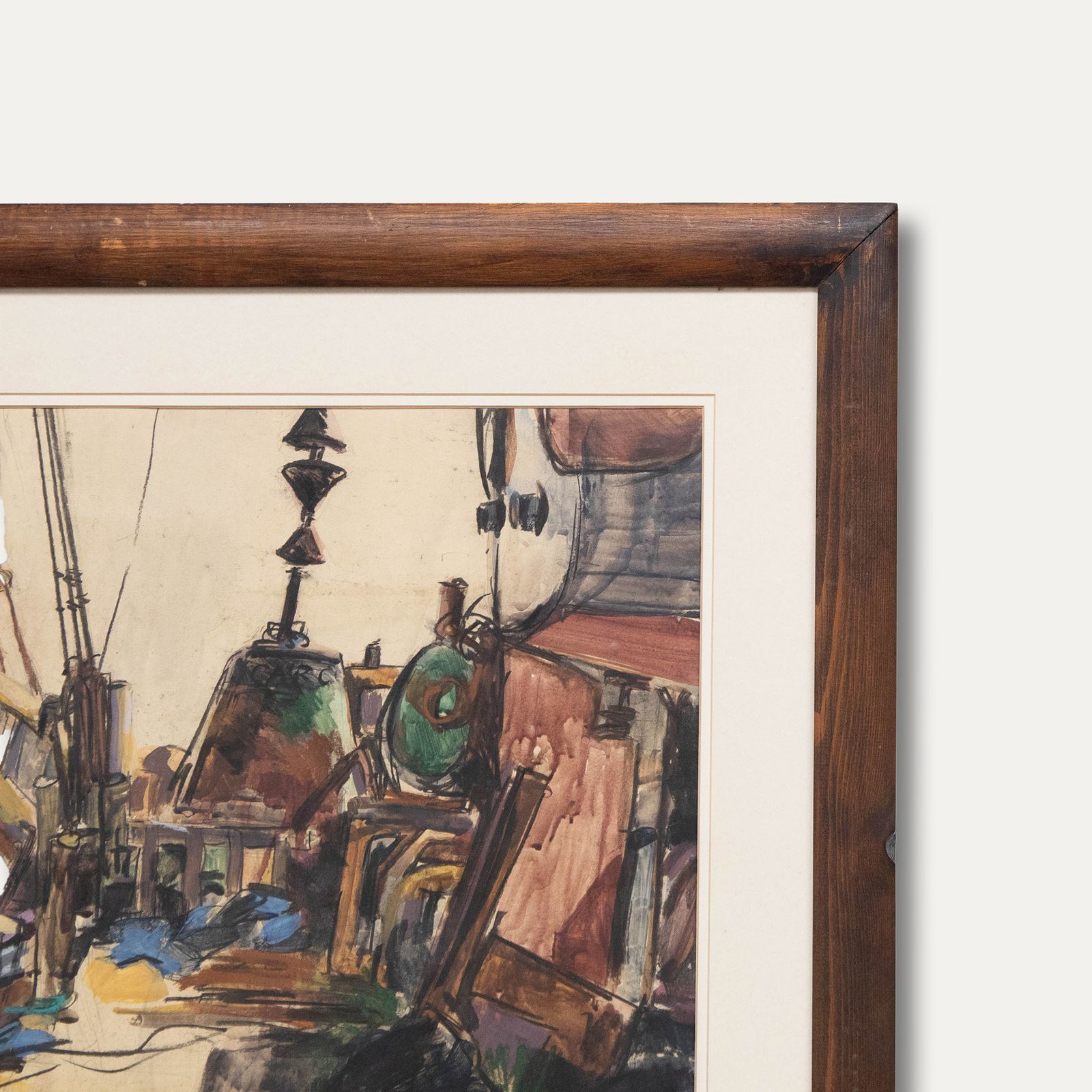 Kate Rhodes Framed Contemporary Mixed Media, The Boatyard, Gweek photo 193.0