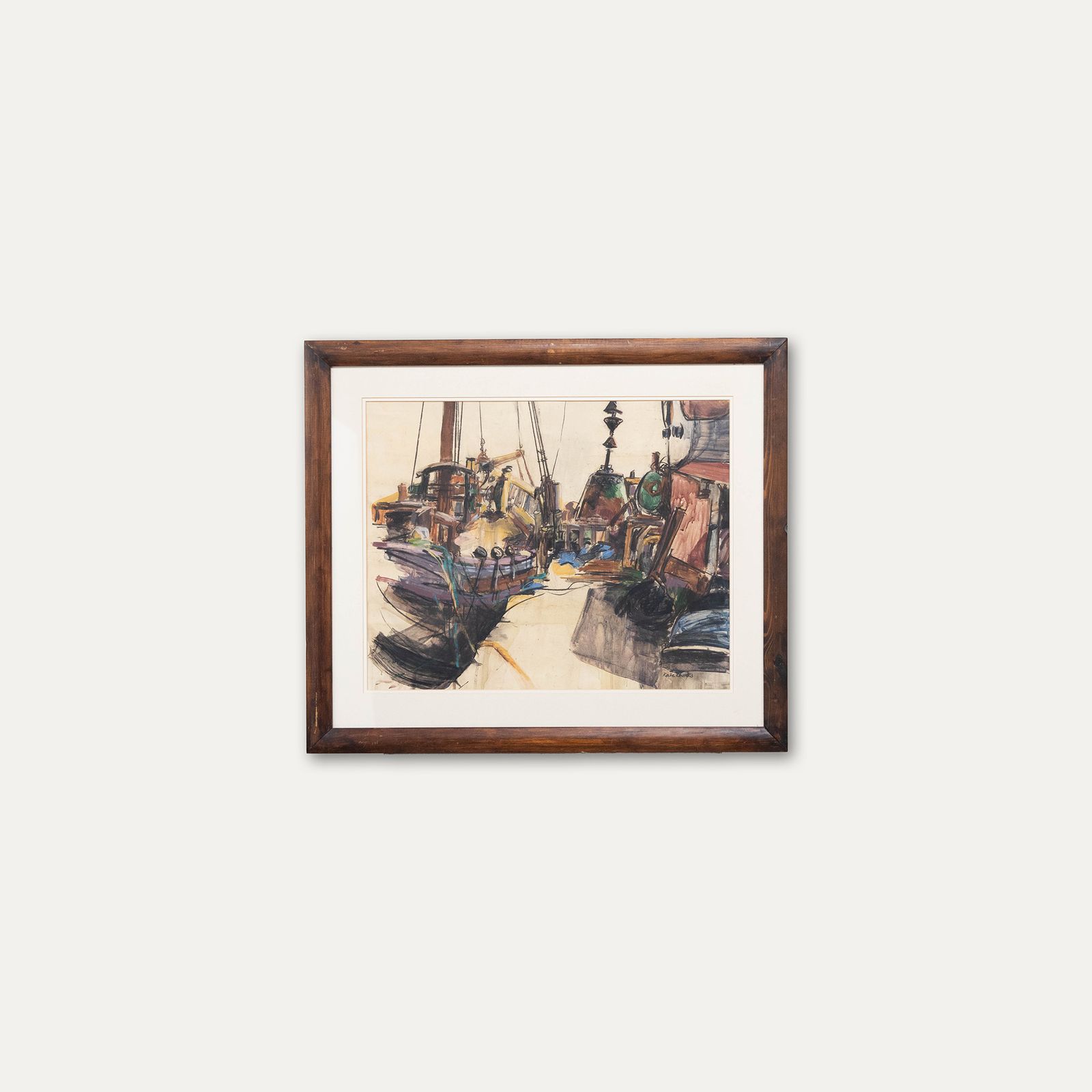 Kate Rhodes Framed Contemporary Mixed Media, The Boatyard, Gweek photo buy