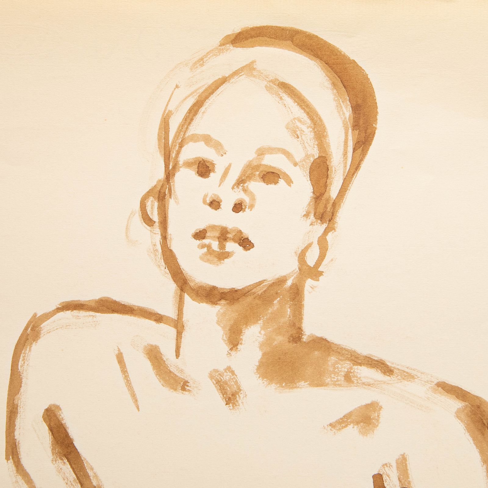 Georges Pacouil (1903 1996) Mid 20th Century Watercolour, Nude In Headdress photo for sale
