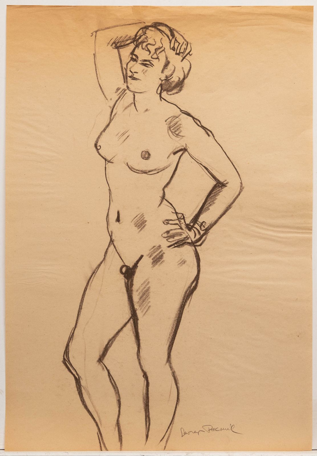 Georges Pacouil (1903 1996) Charcoal Drawing, Nude In Classical Pose photo furniture