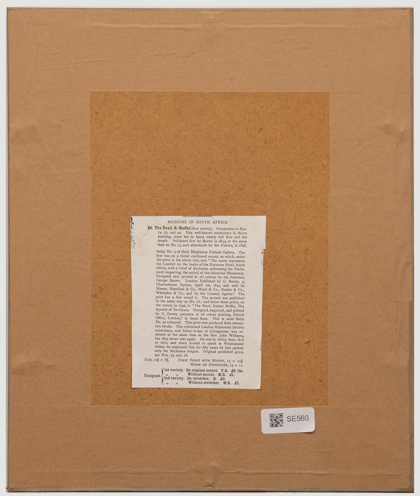 19th Century Baxter Method Print Revd. R. Moffat Missions In South Africa photo for sale
