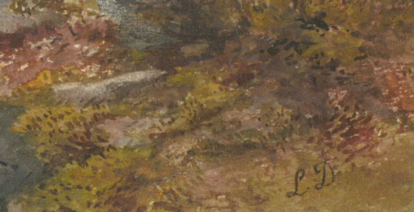 L. Drayton 19th Century Watercolour, Shepherd & His Sheep photo for sale