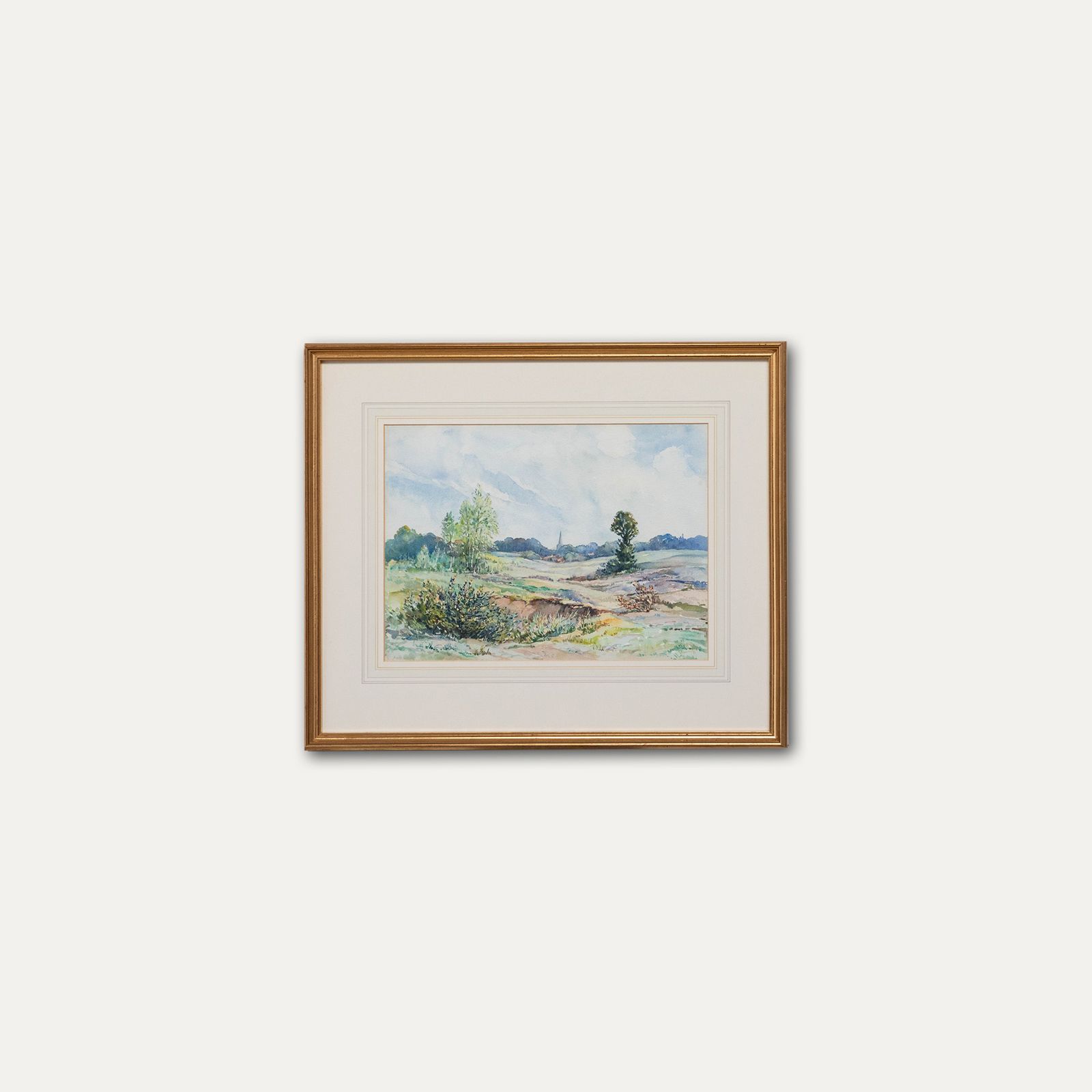 G. H. Gander Mid 20th Century Watercolour, Leatherhead Church From The Mole photo buy