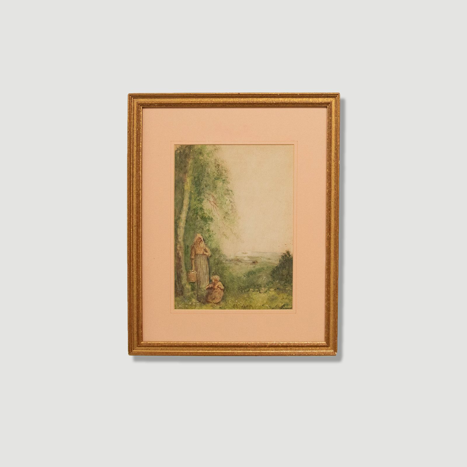 Frederick Hines (1852 1952) Early 20th Century Watercolour, Picking Berries photo vinterior