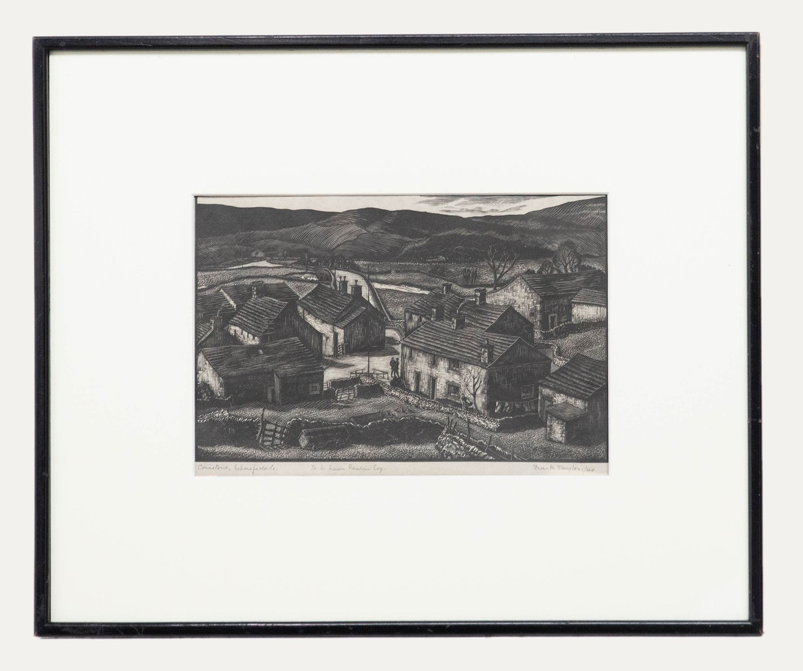 Frank Taylor Framed Mid 20th Century Woodcut, Conistone, Wharfedale
