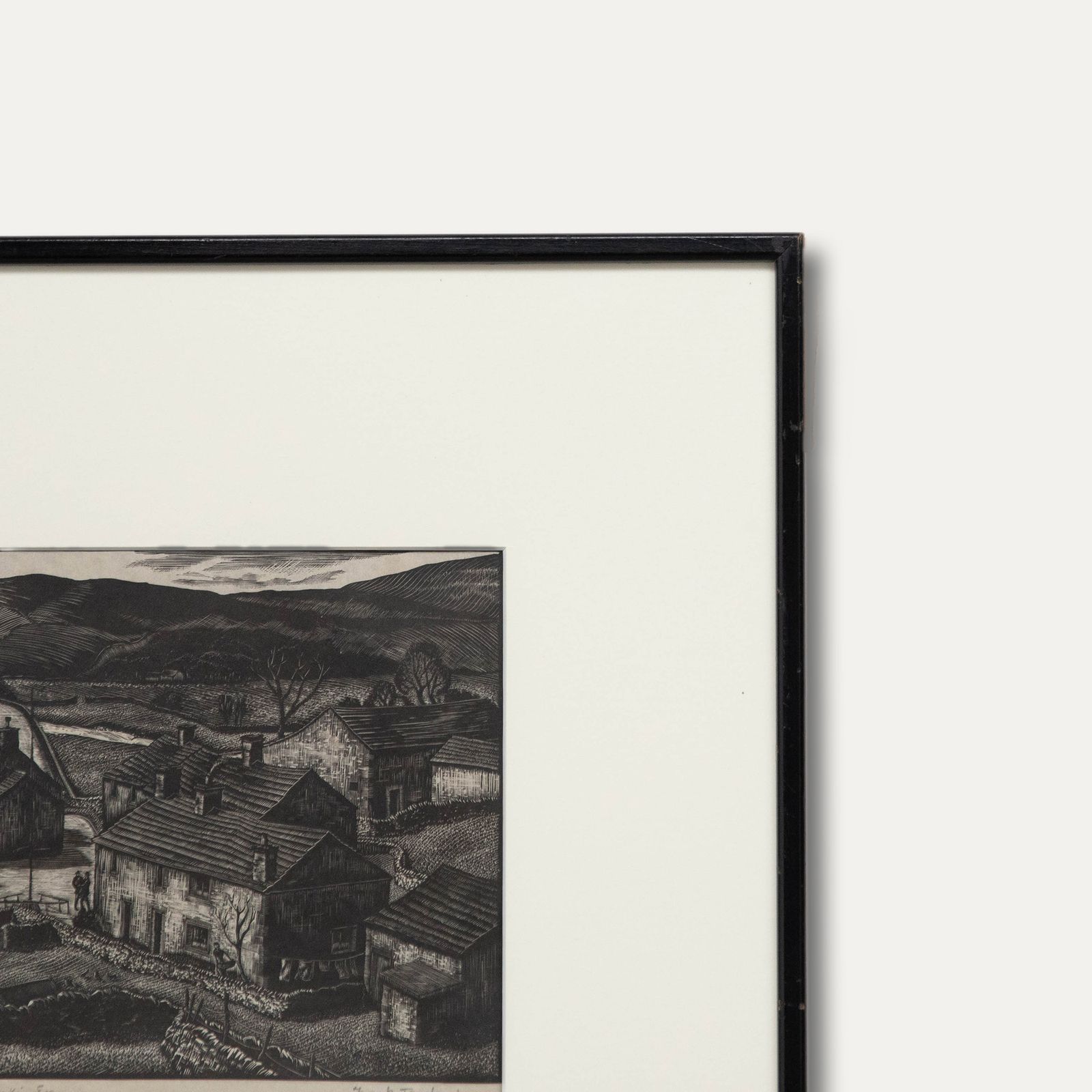 Frank Taylor Framed Mid 20th Century Woodcut, Conistone, Wharfedale photo 167.0
