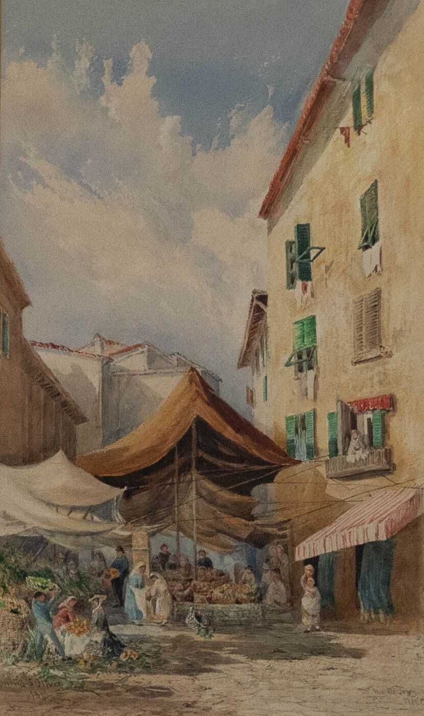Emma Sophia Oliver Ri (1819 1885) 1978 Watercolour, Old Town Nice photo furniture