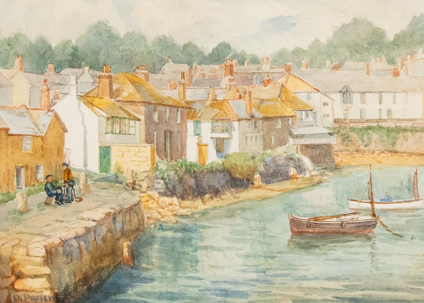 Dora C. Pritchett Framed Early 20th Century Watercolour, Catch Up On Quay photo furniture