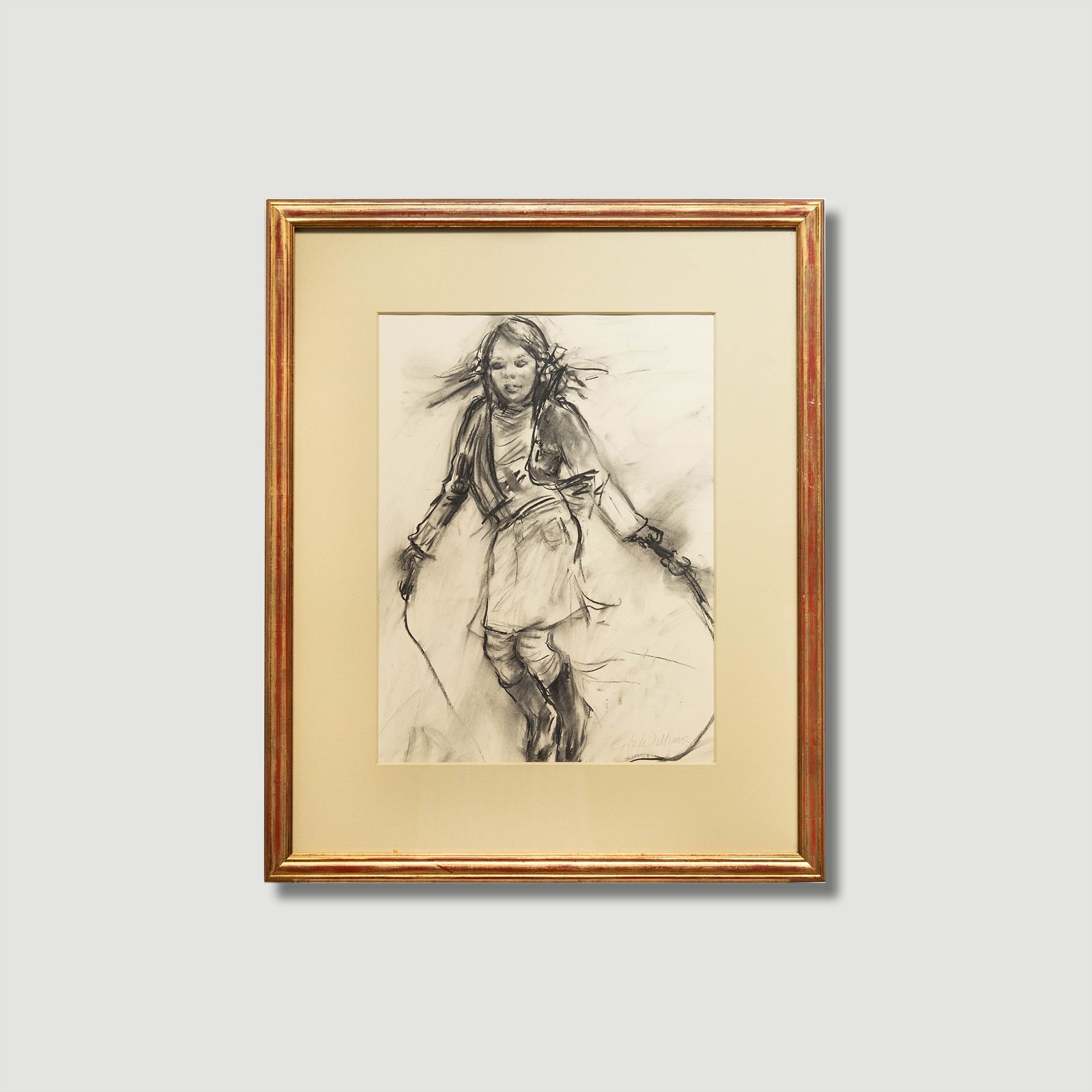 Glo Williams (B.1940) Contemporary Charcoal Drawing, Skipping II photo buy