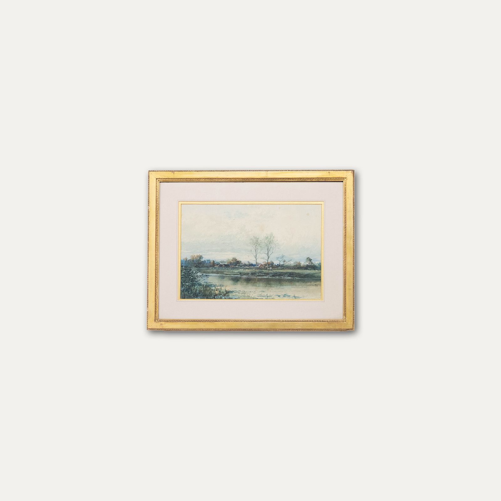 Albert Pollitt (1856 1926) Framed Watercolour, Rural Village On The River photo vinterior
