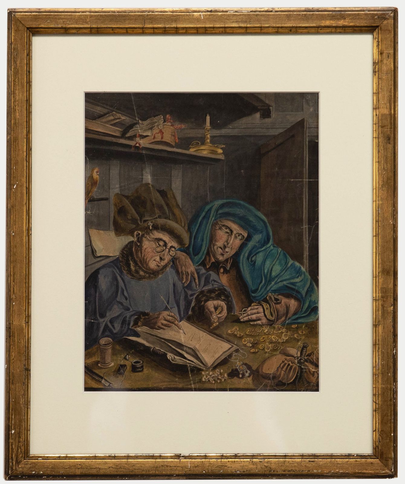 Mid 19th Century Watercolour The Money Counter