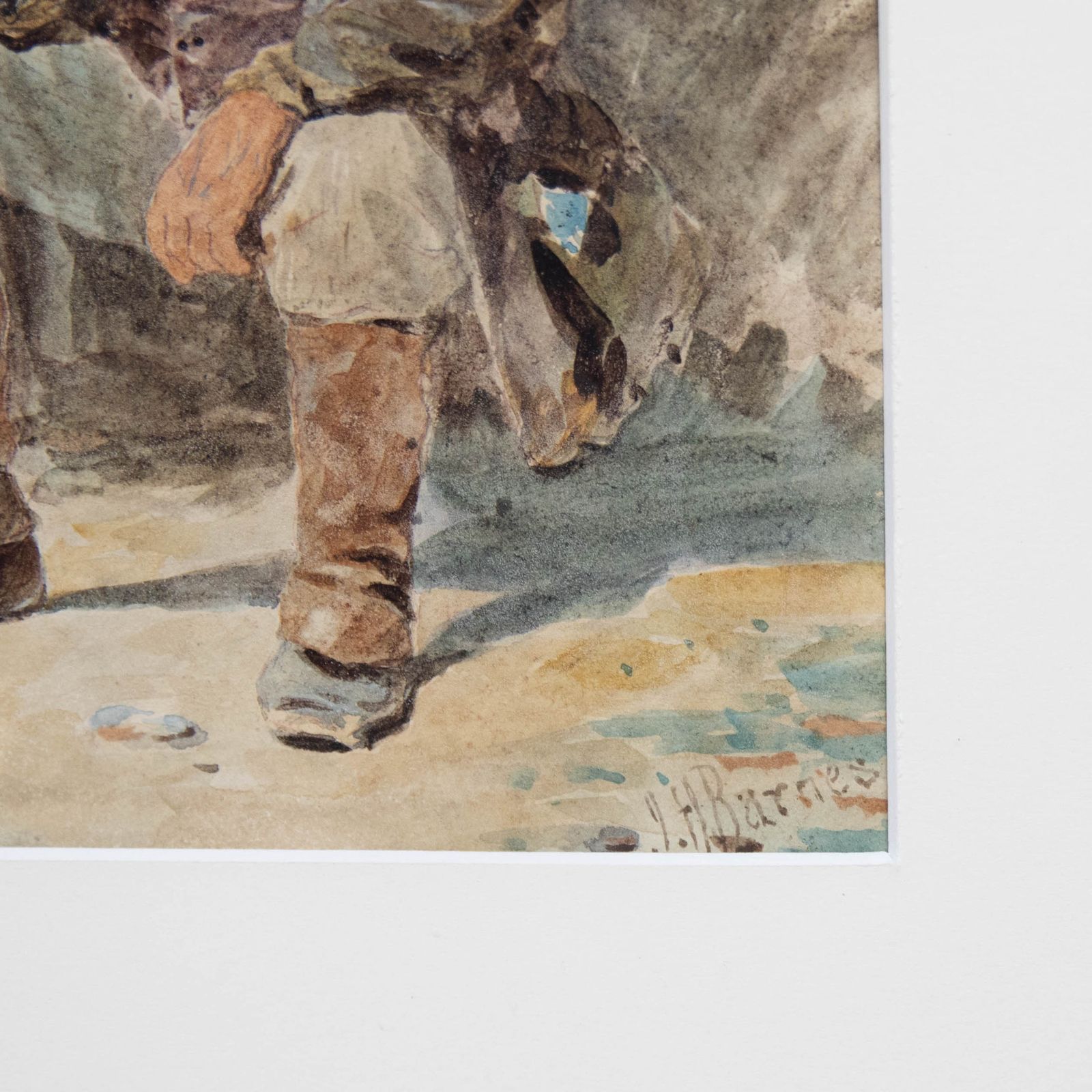 Joseph H. Barnes (Fl.1867 1887)  Framed Watercolour, A Wayfarer Smoking His Pipe photo vinterior