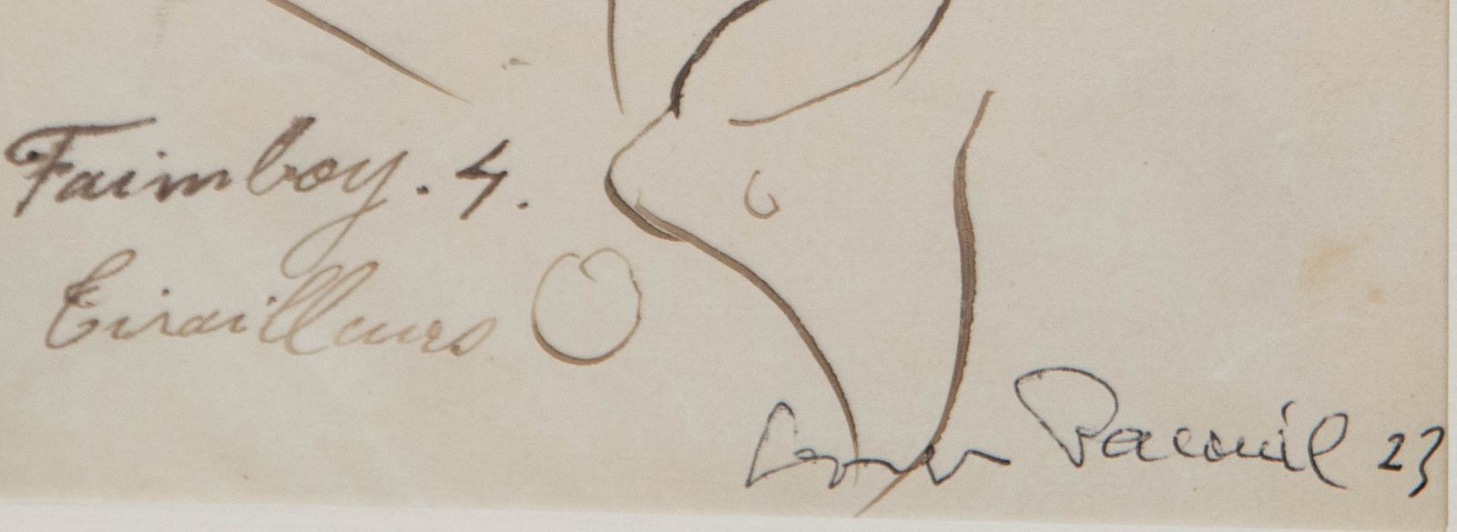 Georges Pacouil (1903 1996) 1923 India Ink, Soldier photo vinterior