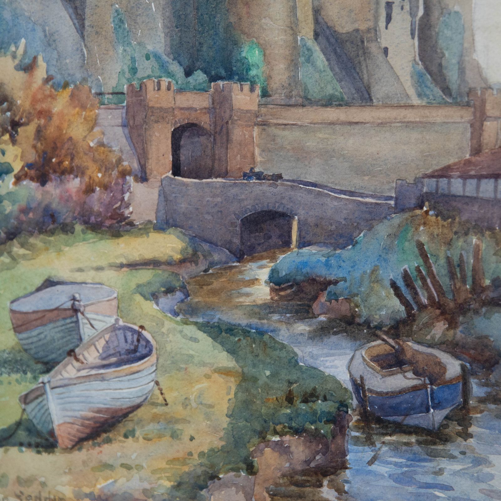 Helen Priscilla Seddon Stisa (1891 1975) Watercolour, Conwy Castle photo Art