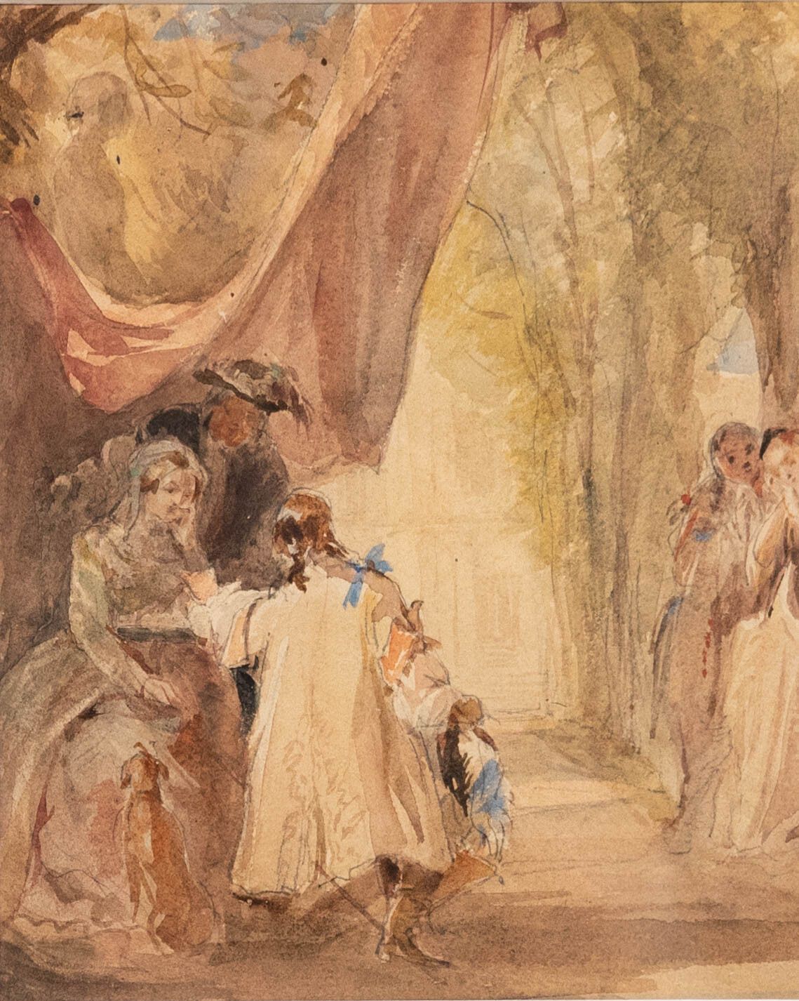 George Cattermole (1800 1868) Framed Watercolour, In The Palace Gardens photo furniture