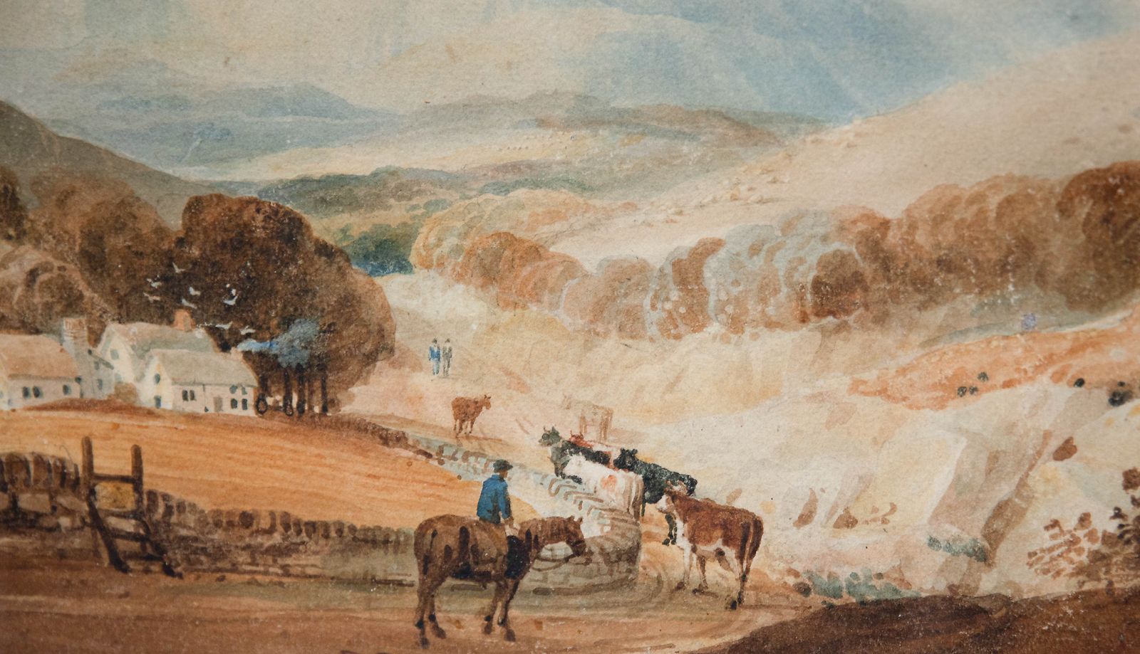 Follower Of George Turner Late 19th Century Watercolour, Driving Cattle photo Art