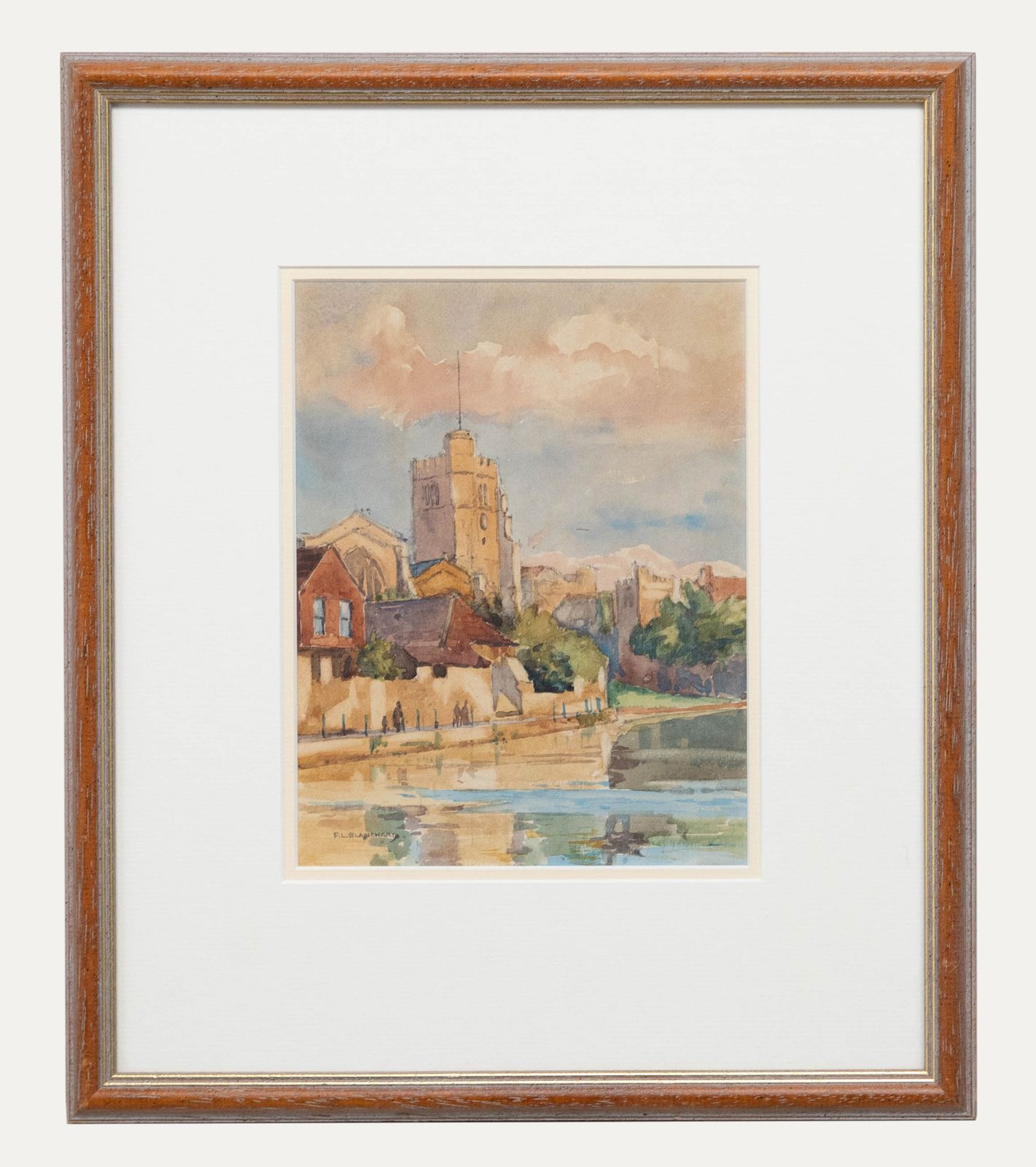 F.L. Blancherty Framed Mid 20th Century Watercolour, Riverside Town