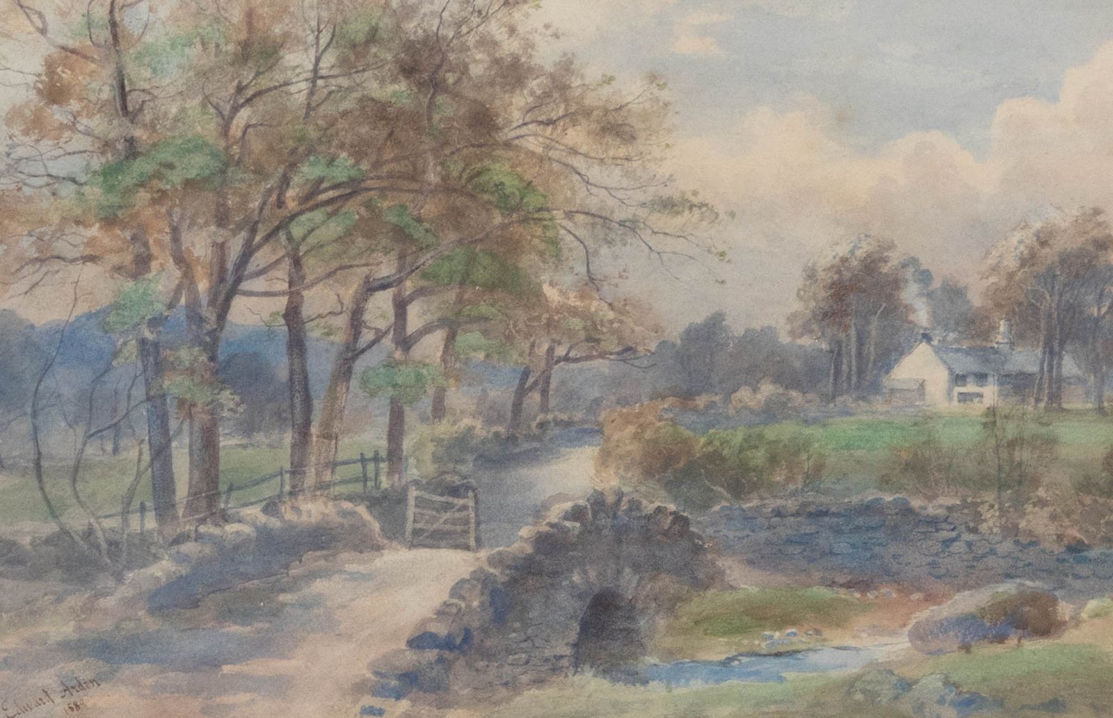Edward Tucker Jnr (1847 1910) Framed Watercolour, Lake District Stream photo furniture