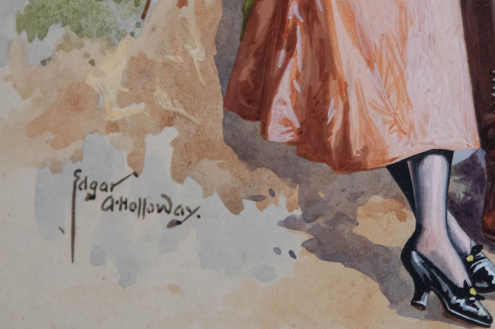 Edgar Alfred Holloway (1870 1941) Watercolour, Courting Couple photo vinterior