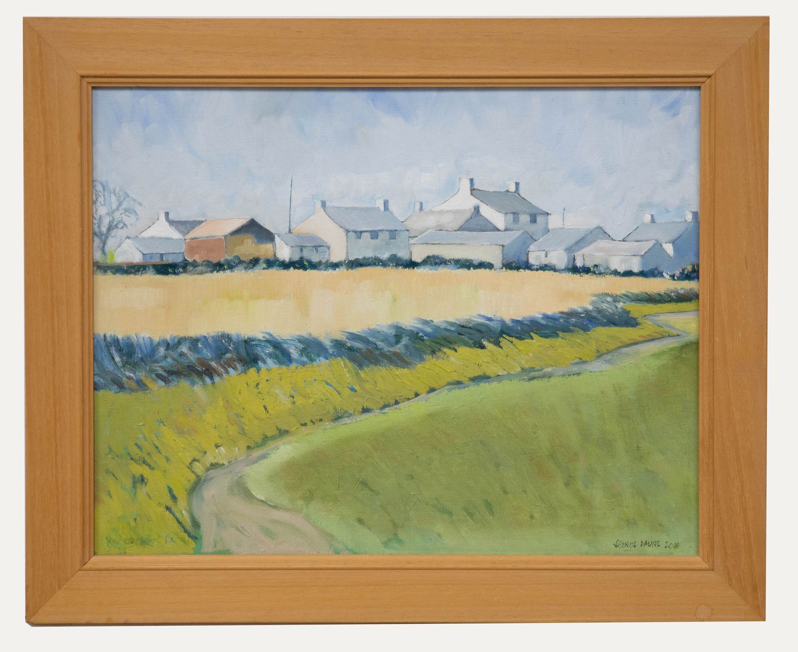 Seiriol Davies Framed Contemporary Oil, Coastal Farm, Pembrokeshire