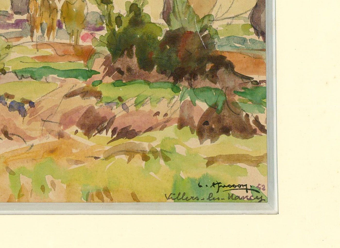 Framed Mid 20th Century Watercolour Allotments Near Nancy photo Art