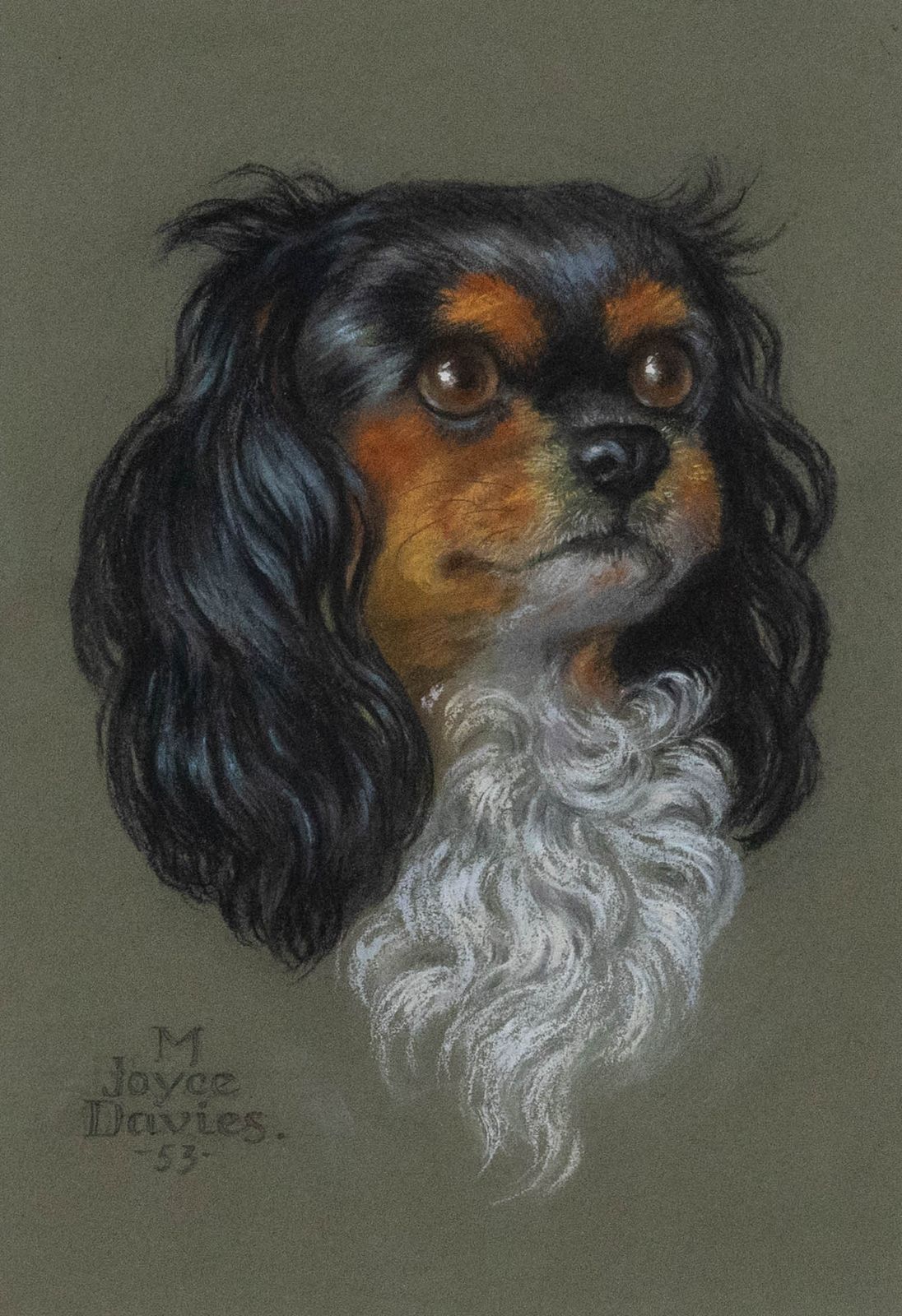 M. Joyce Davies Mid 20th Century Pastel, Portrait Of A Cavalier King Charles photo furniture