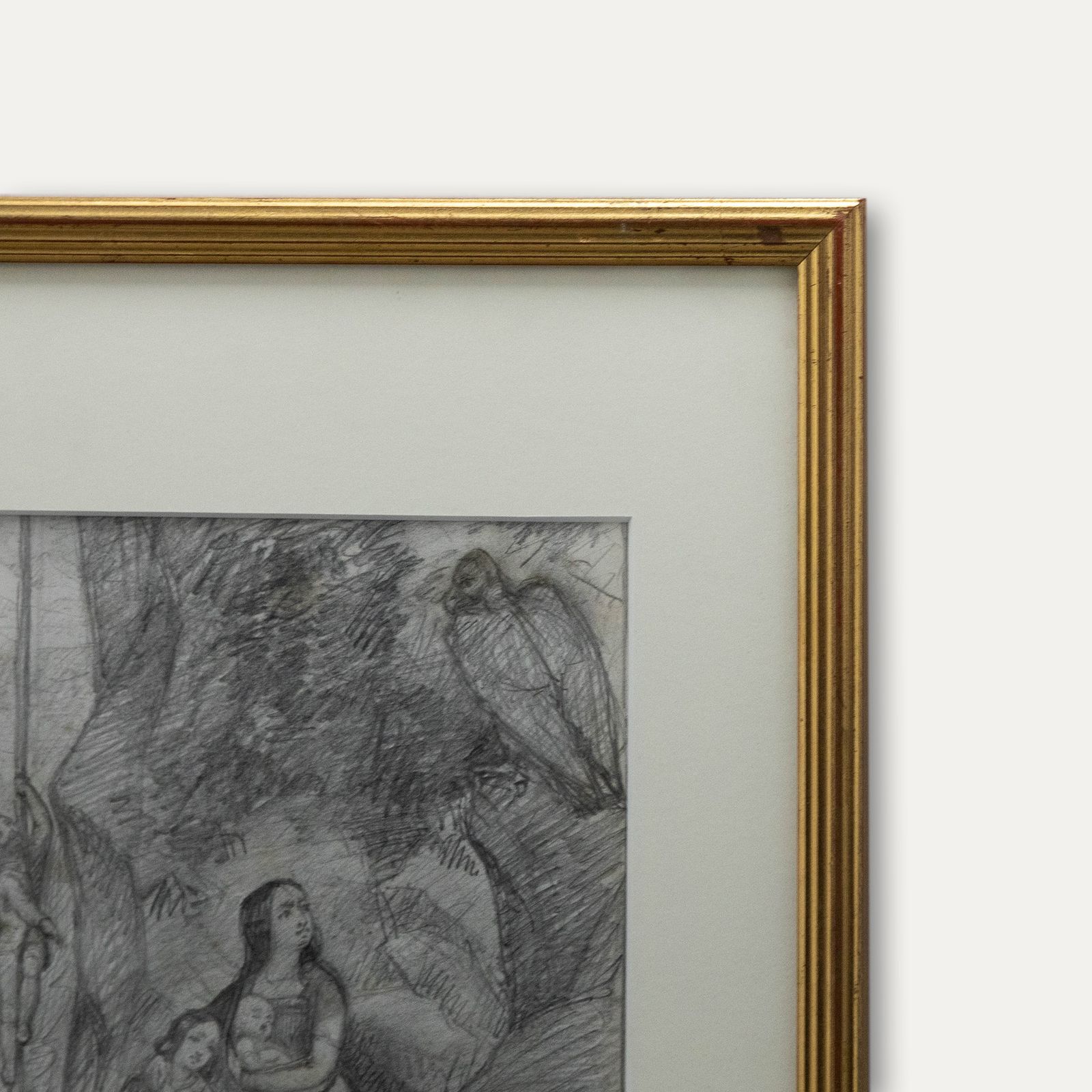 Rebecca Stanfield 19th Century Graphite Drawing, The Sheltering Family photo 107.0