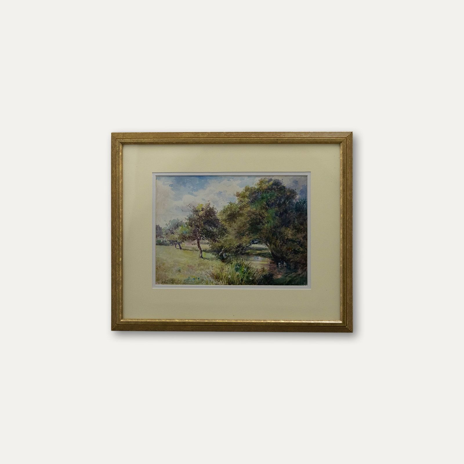 Peter Randall Framed 20th Century Watercolour, Angler On The Riverbank photo buy